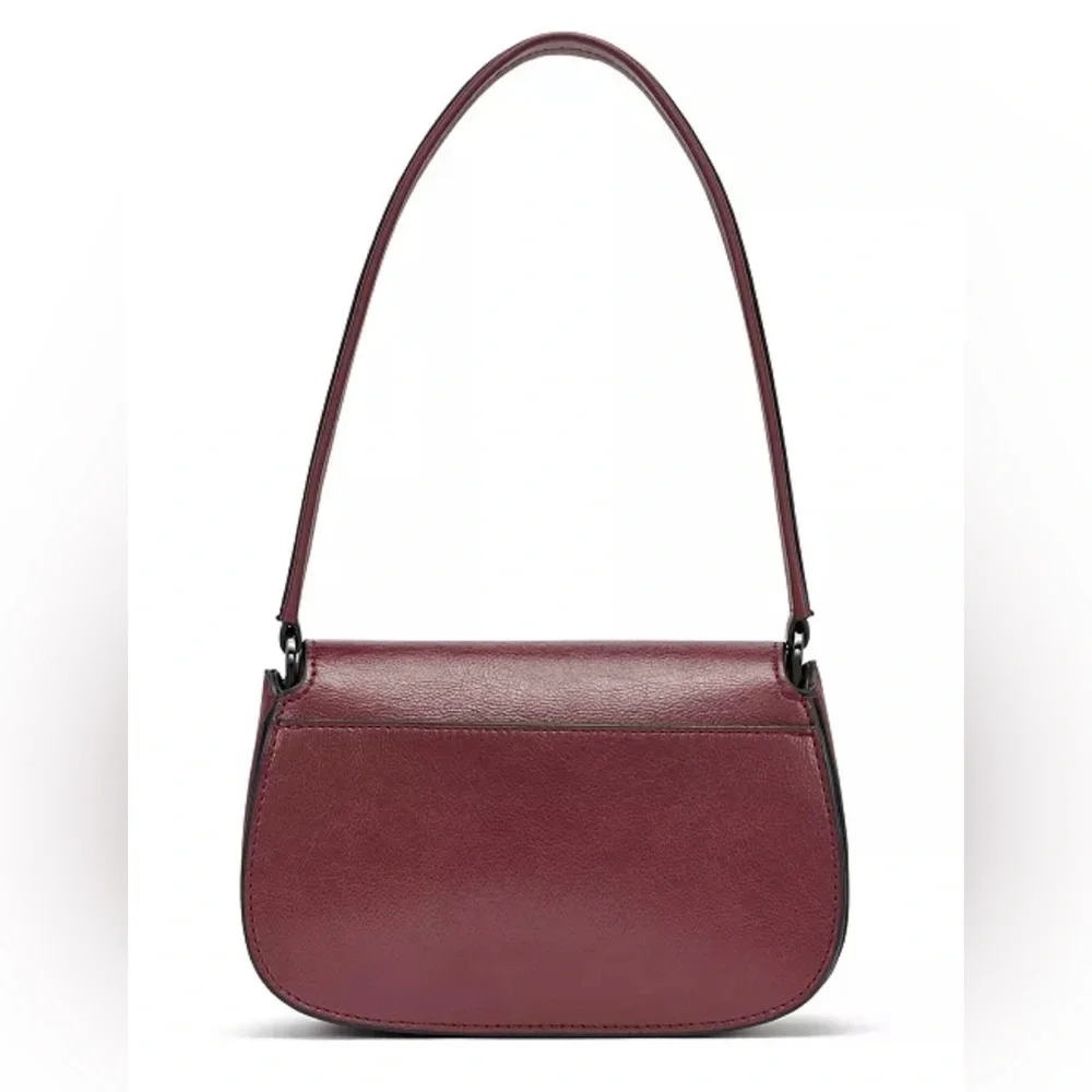 Calvin Klein Red Baguette Shoulder Bag Y2K Minimalist Clasp Small Purse - Picture 8 of 11